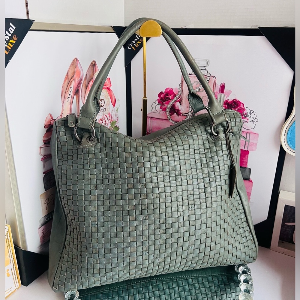 Handcrafted in India Woven real Leather Handbag